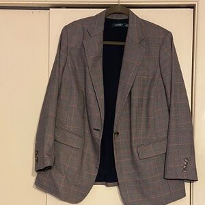 Ralph Lauren Gray, navy, and orange Checkered Blazer